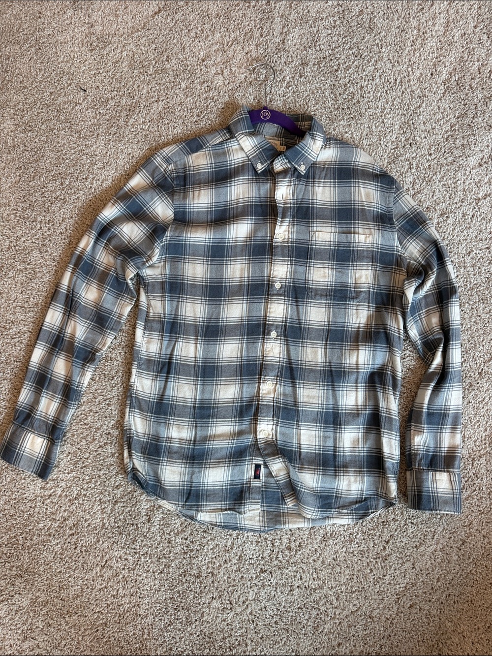 Faherty Blue and White Plaid Button-Down Shirt